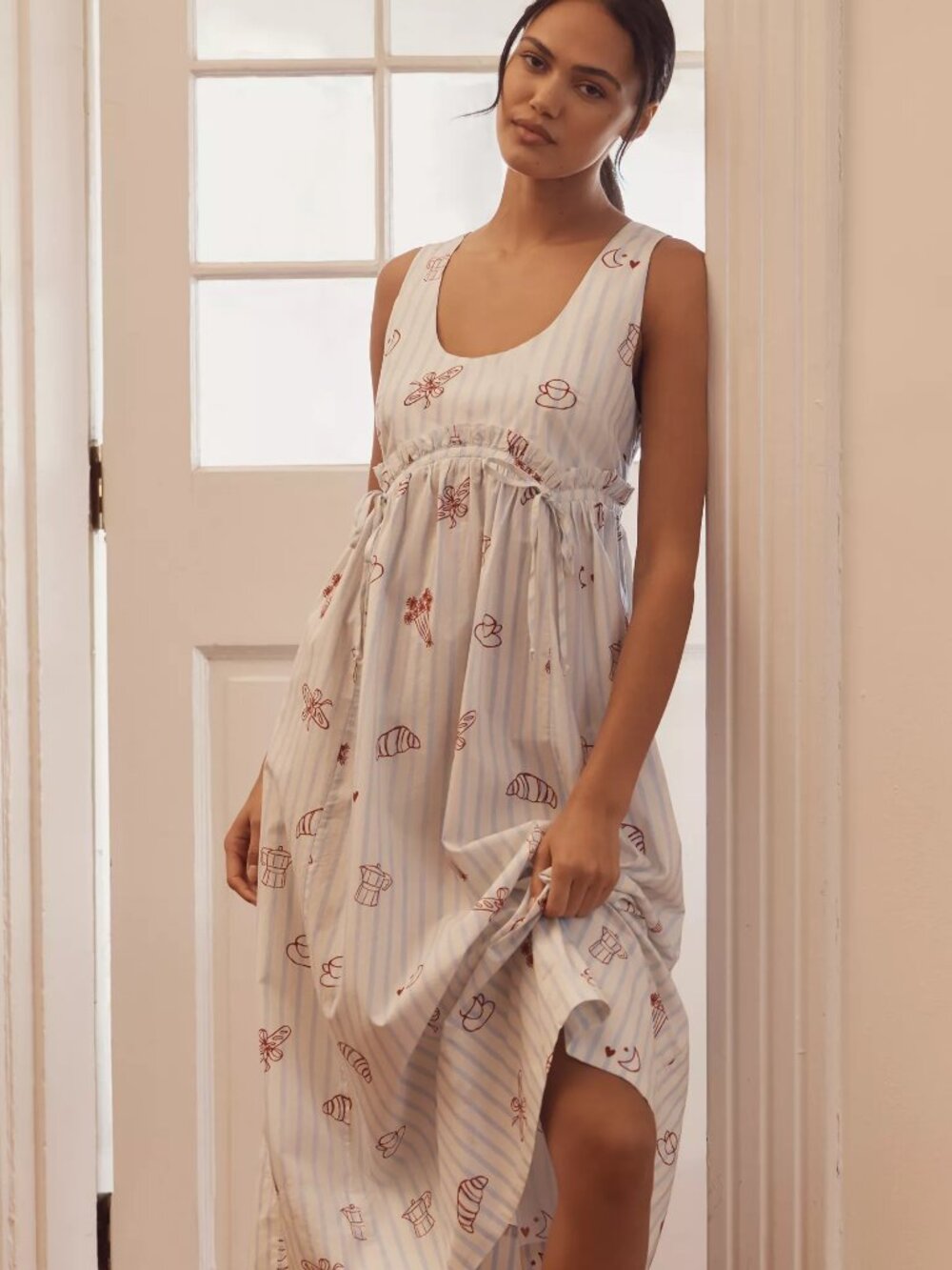 NWT Anthopologie dduende studio Cotton Nap Lounge Midi Dress - Small